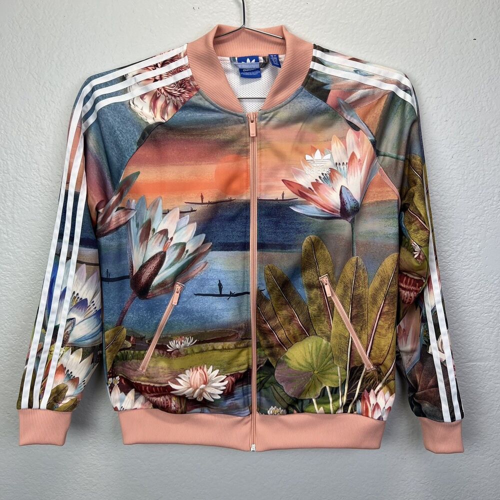 Adidas Originals Farm Curso D'Agua Floral Zip Up Track Jacket Women Size L